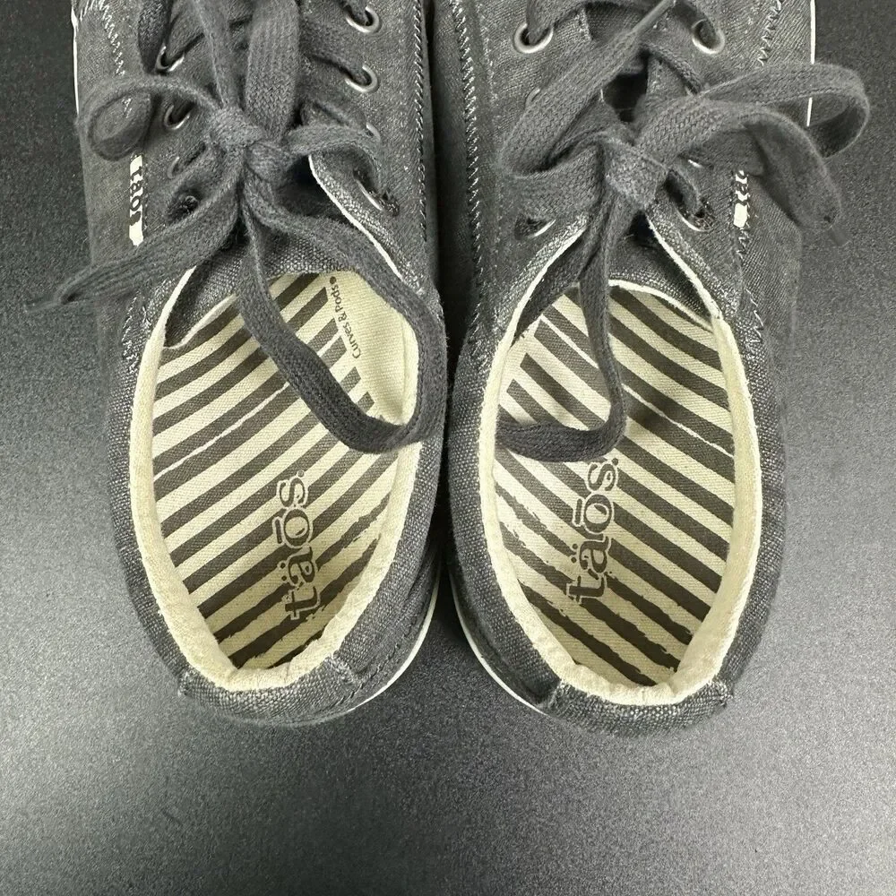 Taos Plim Soul Casual Shoes Womens 9.5 Gray Canvas Comfort Low Lace Up Sneakers